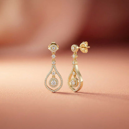 1.29Ct Moissanite Elegant Teardrop Dangle Earrings