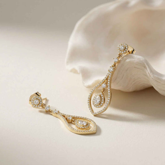 1.29Ct Moissanite Elegant Teardrop Dangle Earrings