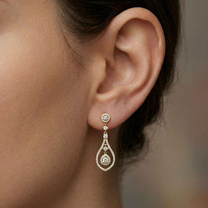 1.29Ct Moissanite Elegant Teardrop Dangle Earrings