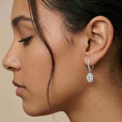 4.02Ct Moissanite Classic Halo Drop Hoop Earrings