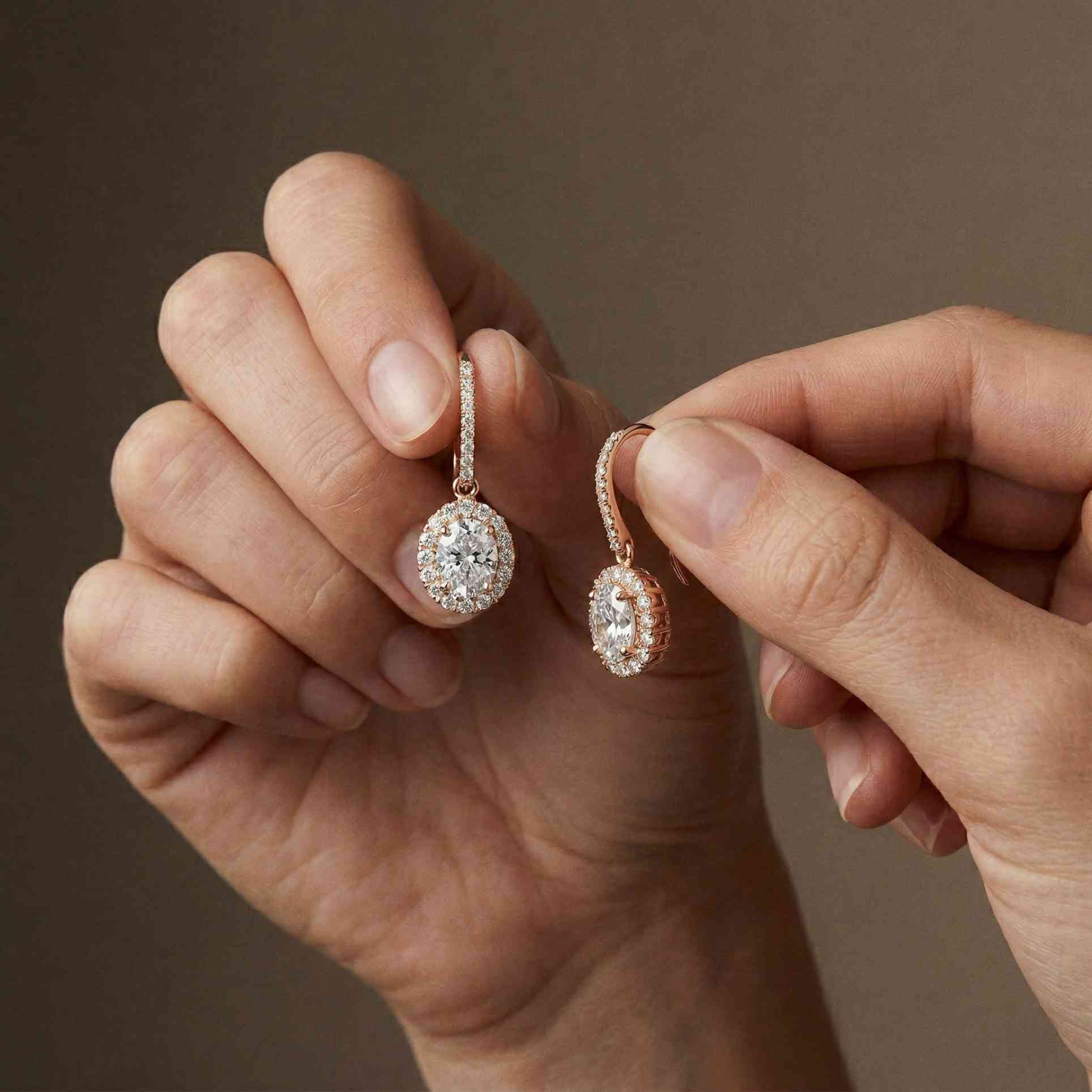 1.29Ct Moissanite Elegant Halo Hook Drop Earrings