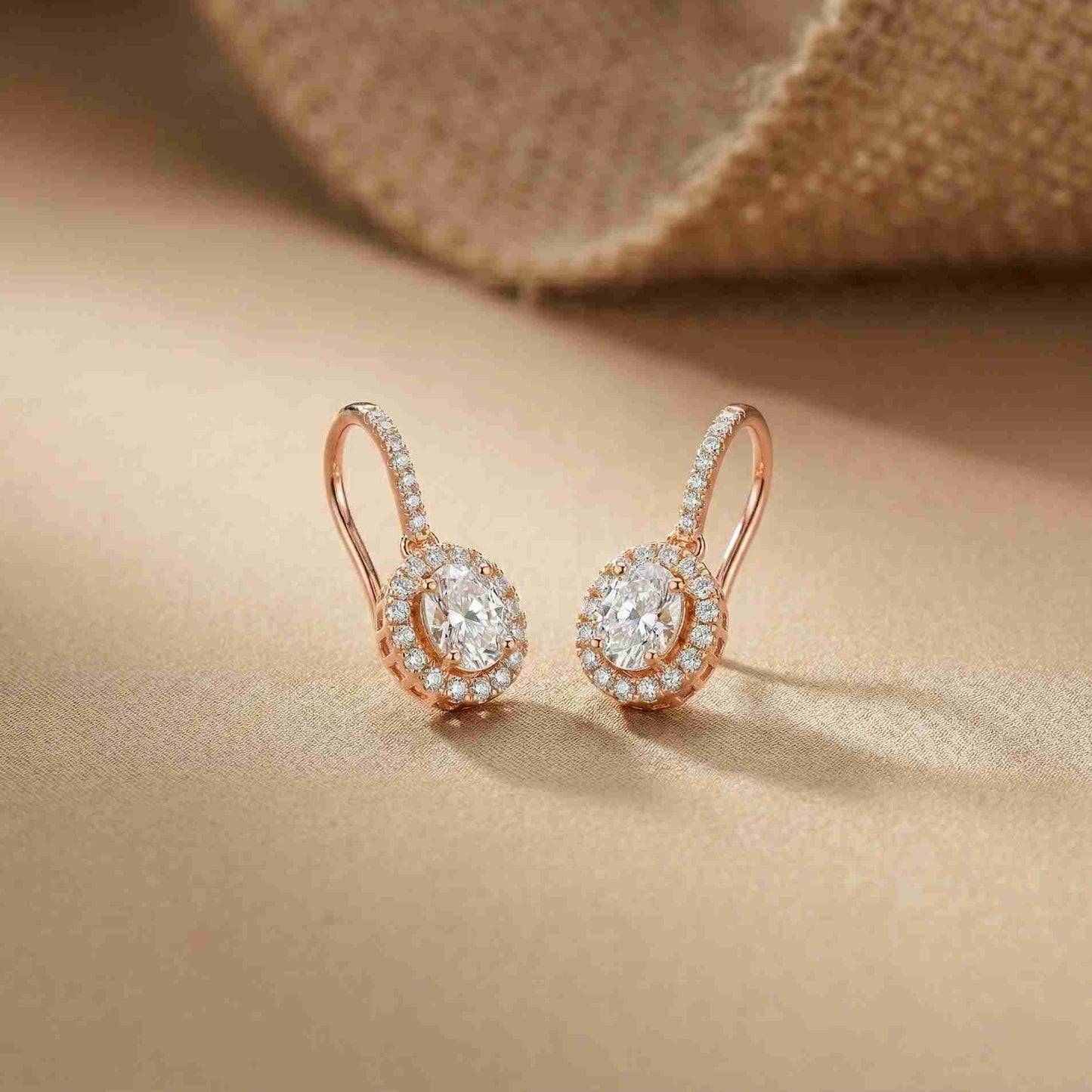 1.29Ct Moissanite Elegant Halo Hook Drop Earrings