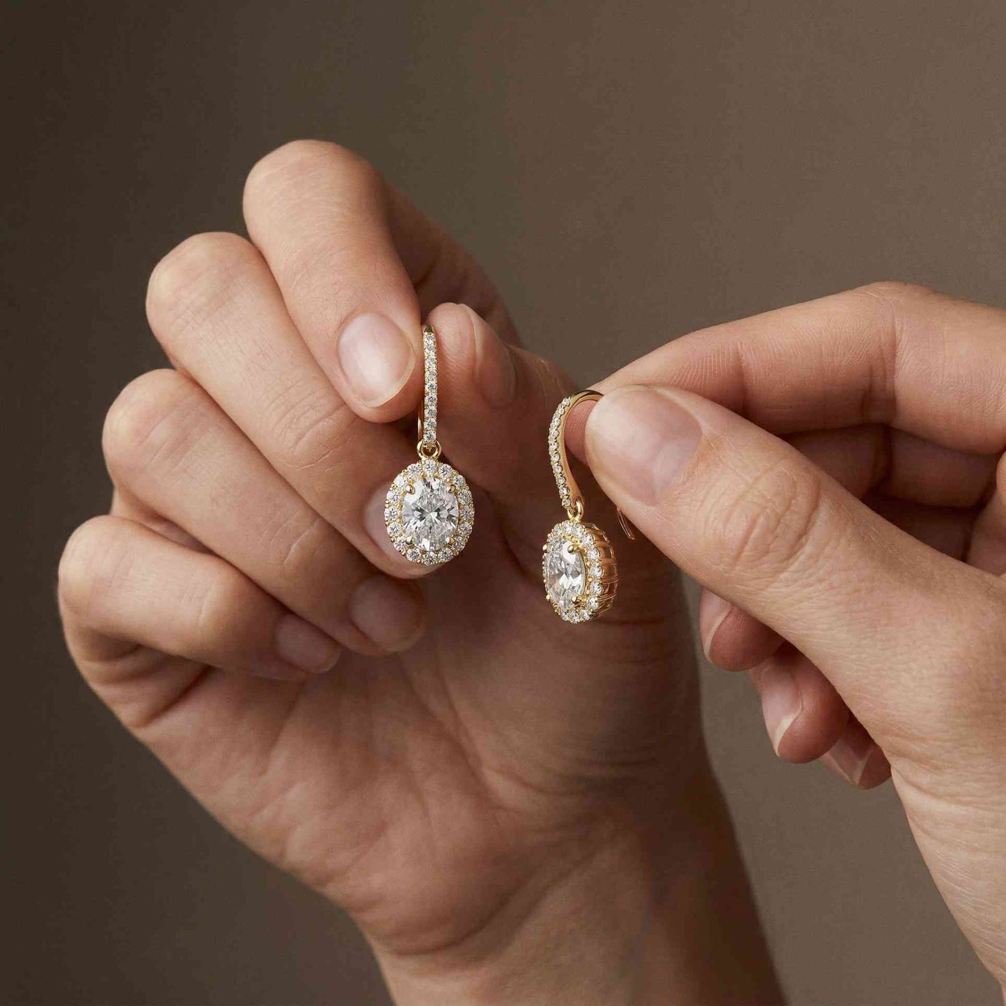 1.29Ct Moissanite Elegant Halo Hook Drop Earrings