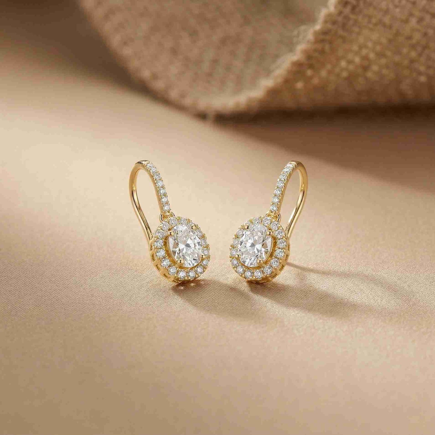 1.29Ct Moissanite Elegant Halo Hook Drop Earrings