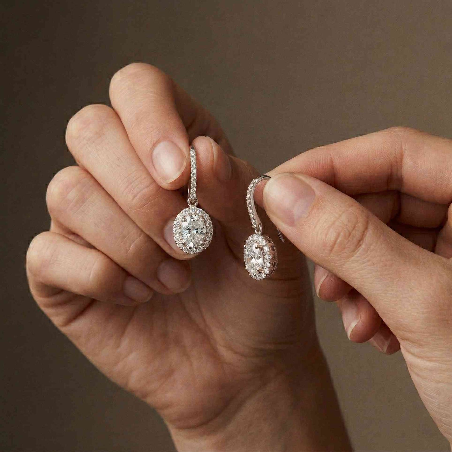 1.29Ct Moissanite Elegant Halo Hook Drop Earrings