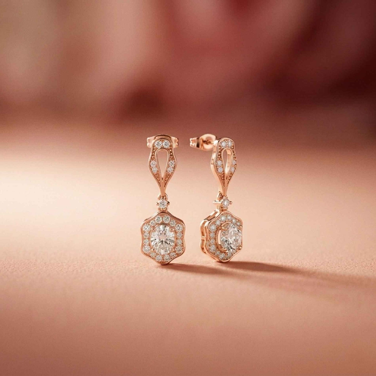 1.42Ct Moissanite Vintage Halo Drop Earrings