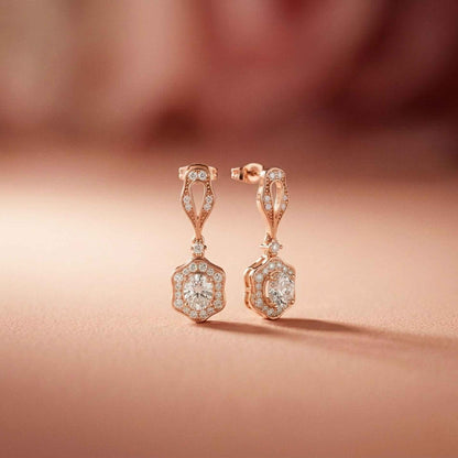 1.42Ct Moissanite Vintage Halo Drop Earrings