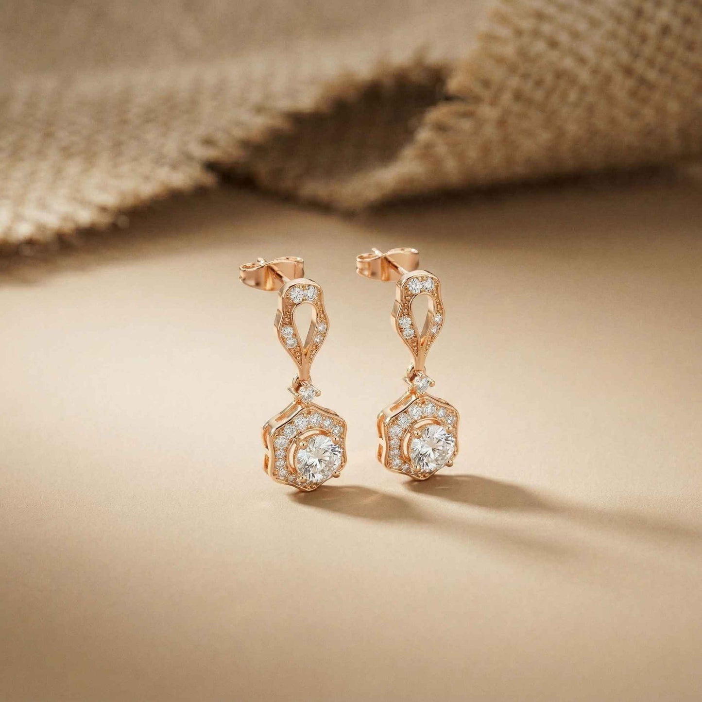 1.42Ct Moissanite Vintage Halo Drop Earrings