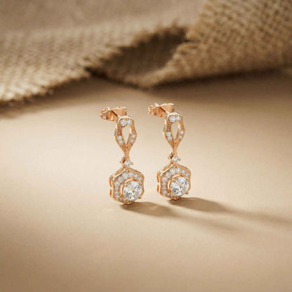 1.42Ct Moissanite Vintage Halo Drop Earrings