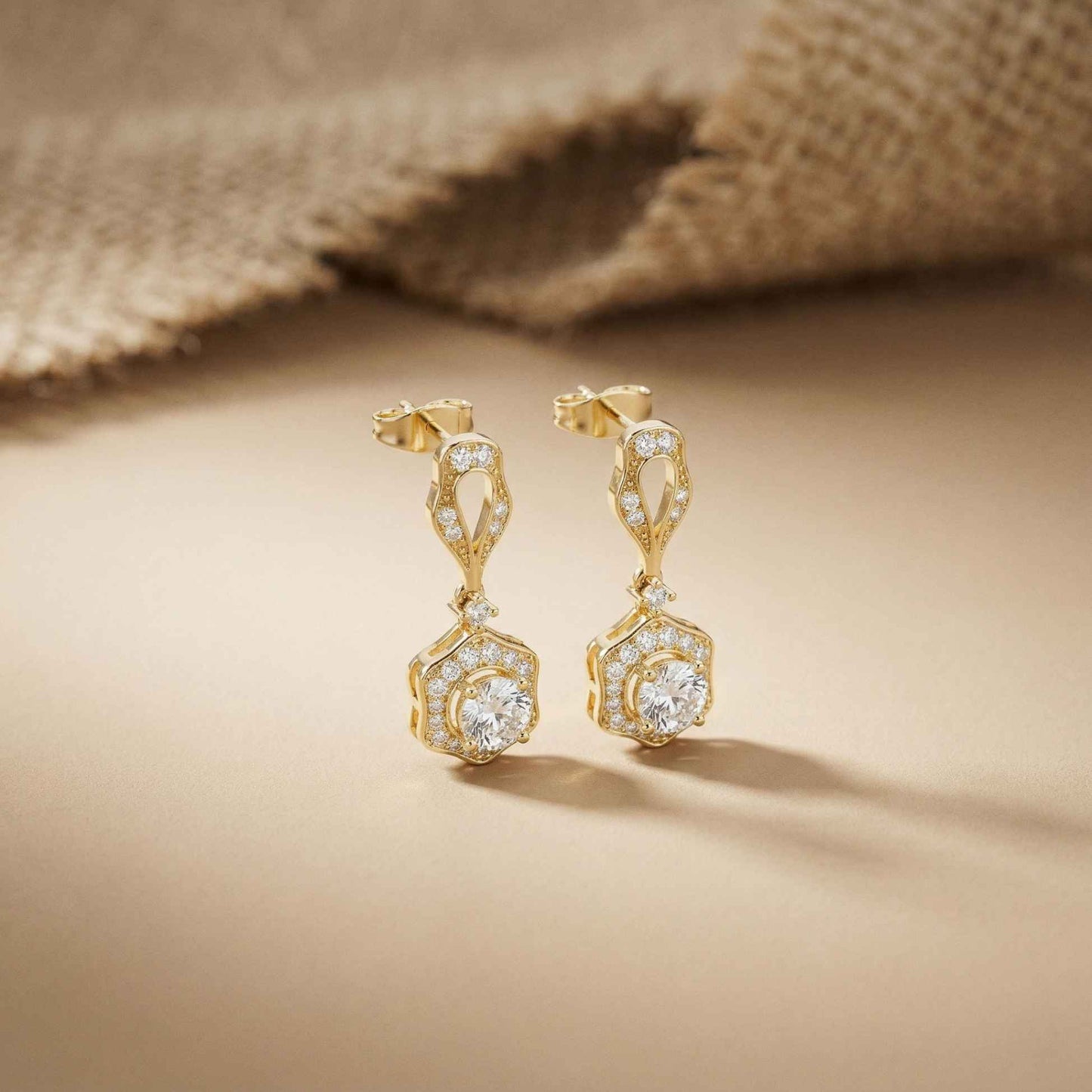 1.42Ct Moissanite Vintage Halo Drop Earrings