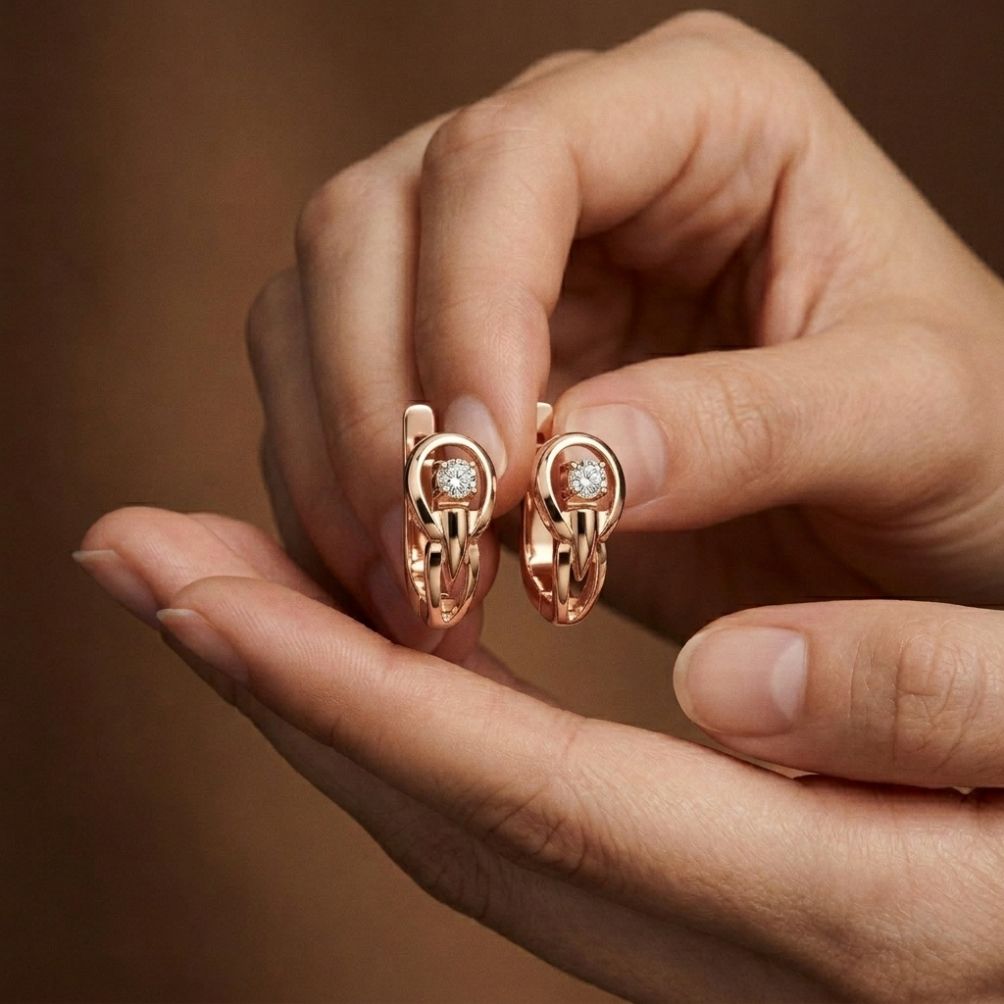 0.18Ct Moissanite Modern Orbit Hoop Earrings