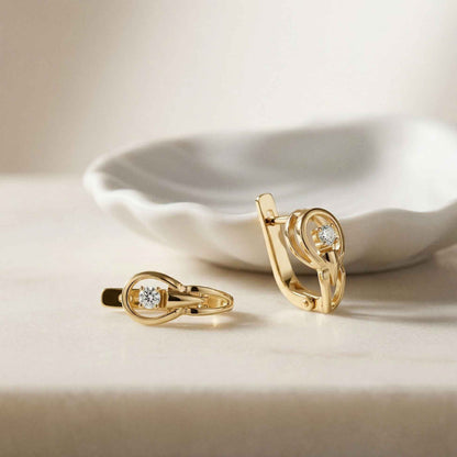 0.18Ct Moissanite Modern Orbit Hoop Earrings