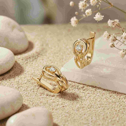 0.18Ct Moissanite Modern Orbit Hoop Earrings