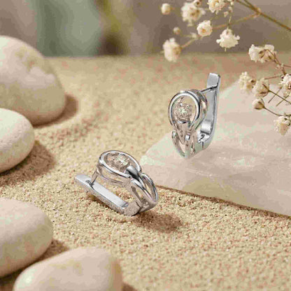 0.18Ct Moissanite Modern Orbit Hoop Earrings
