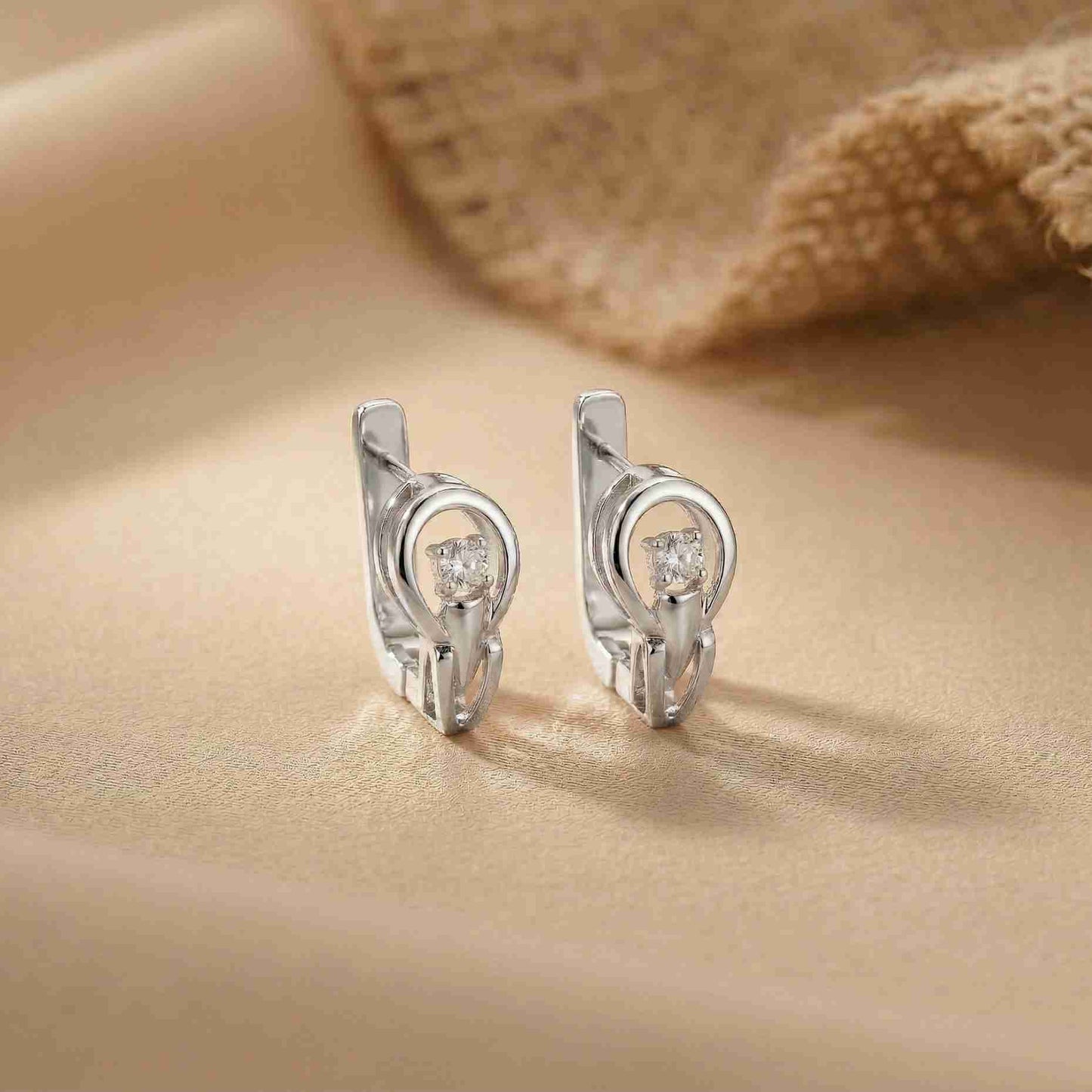 0.18Ct Moissanite Modern Orbit Hoop Earrings