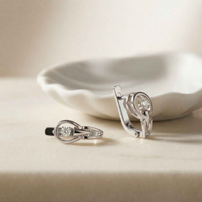 0.18Ct Moissanite Modern Orbit Hoop Earrings