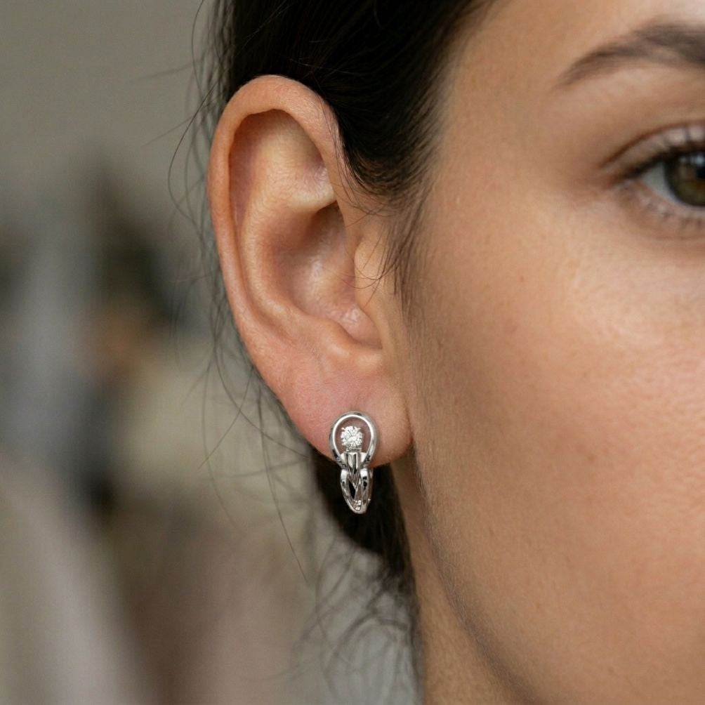 0.18Ct Moissanite Modern Orbit Hoop Earrings