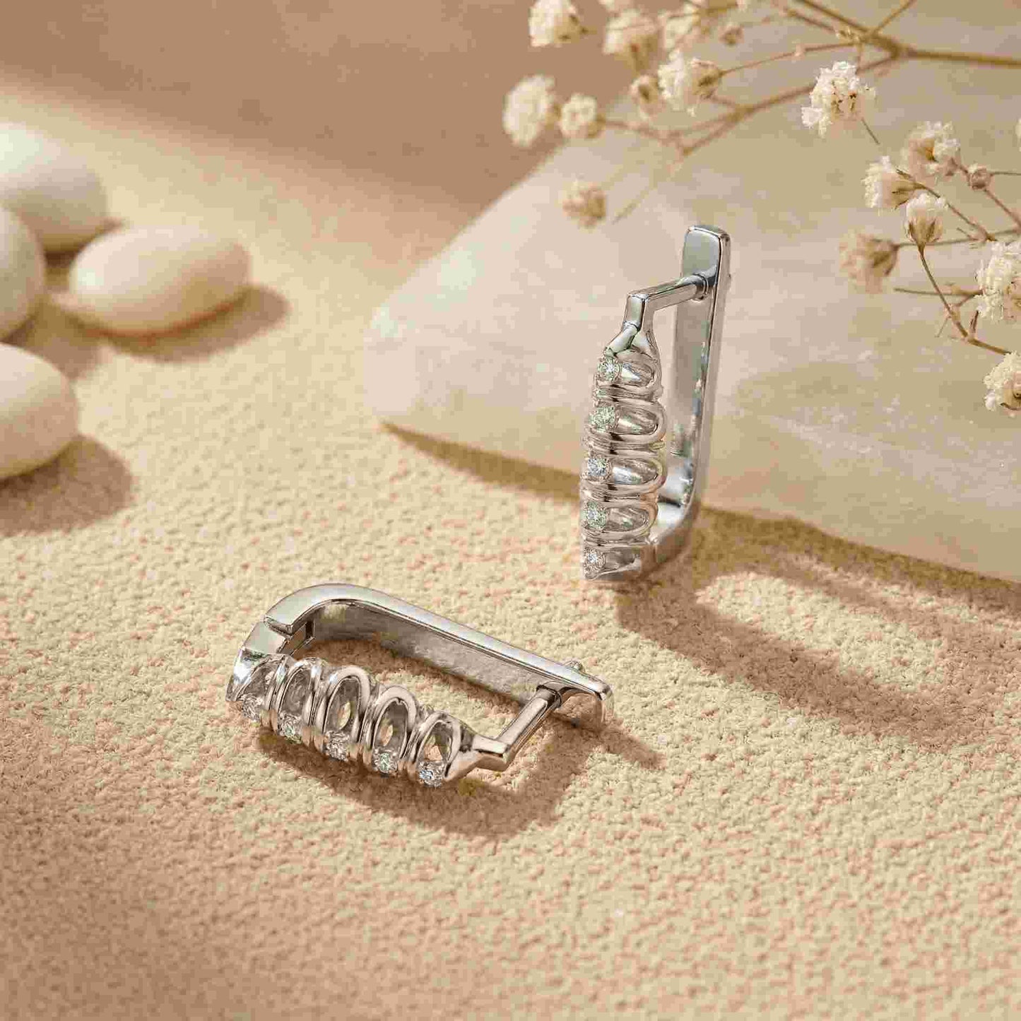 0.26Ct Moissanite Textured Cascade Drop Earrings