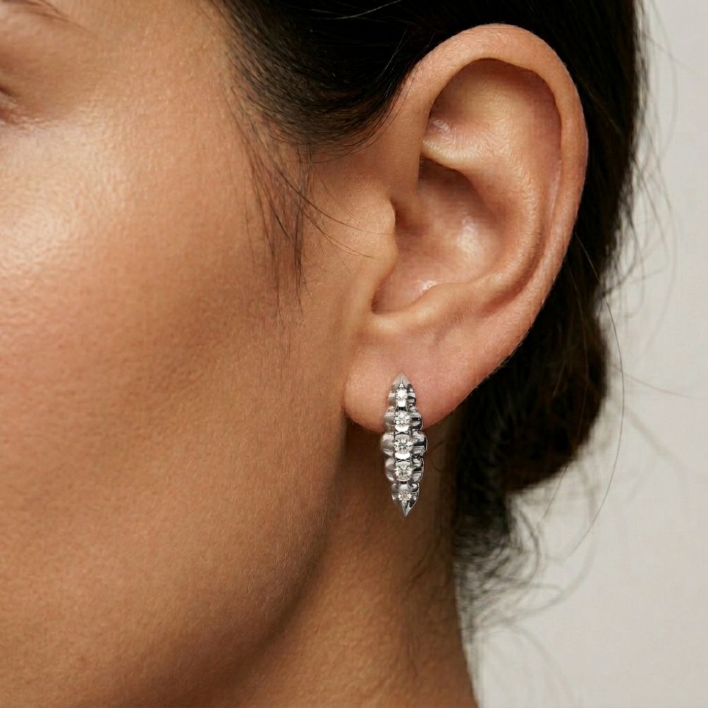 0.26Ct Moissanite Textured Cascade Drop Earrings