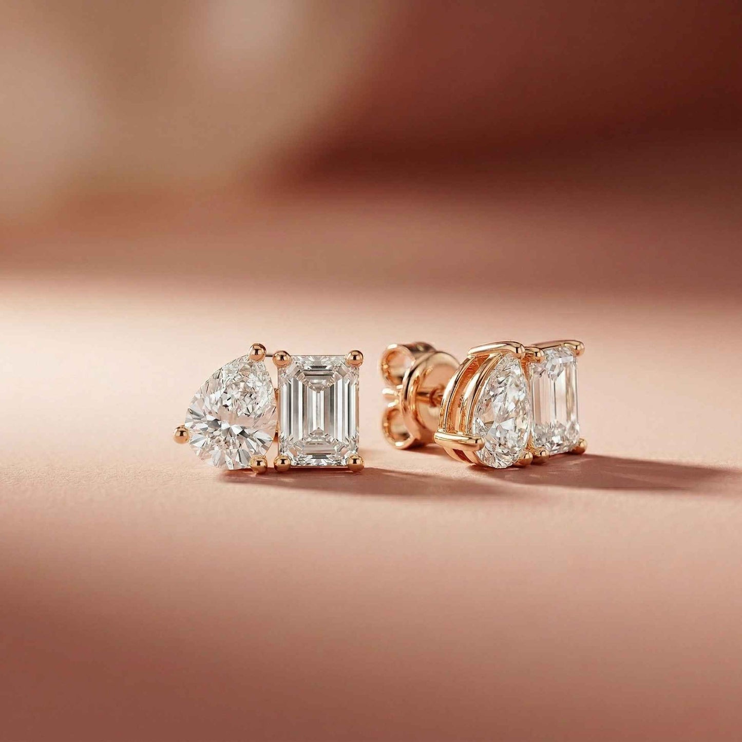 3.60Ct Moissanite Dual Shape Stud Earrings