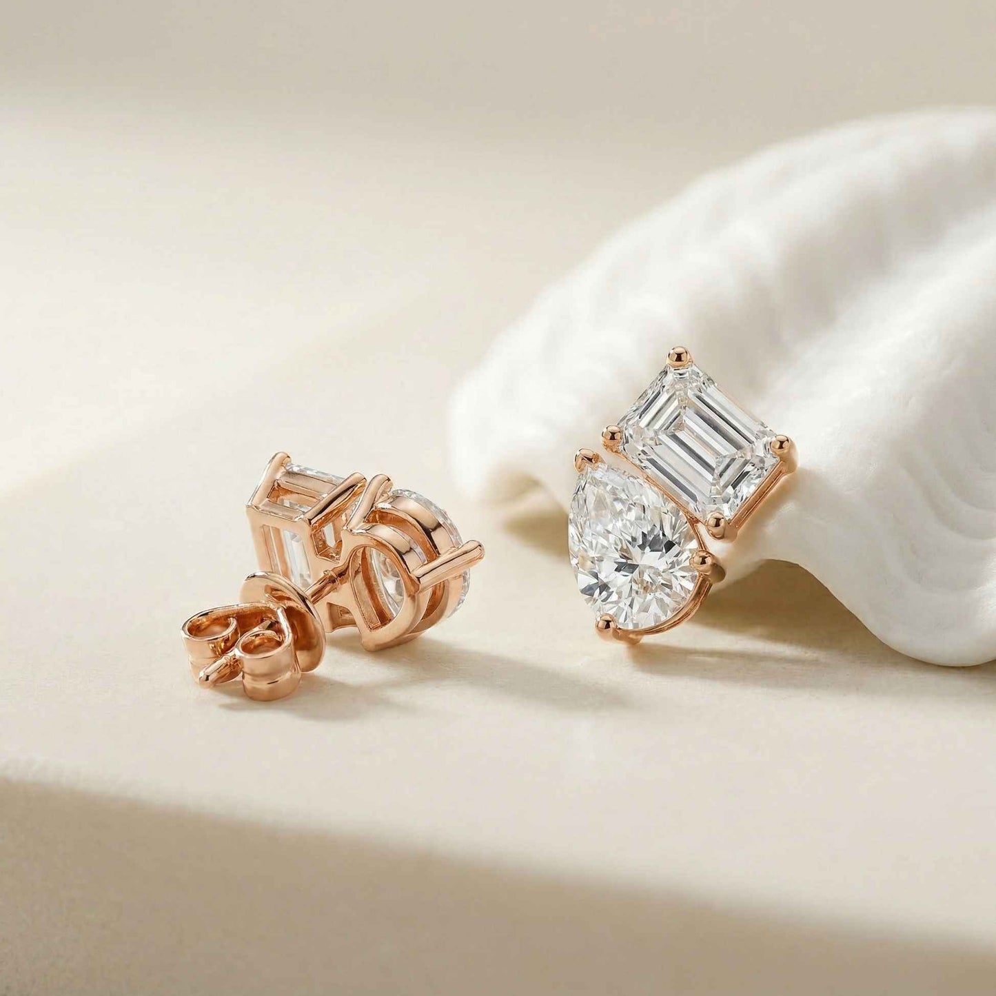 3.60Ct Moissanite Dual Shape Stud Earrings