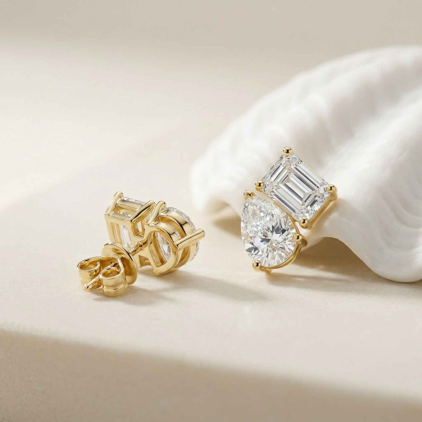 3.60Ct Moissanite Dual Shape Stud Earrings