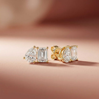 3.60Ct Moissanite Dual Shape Stud Earrings