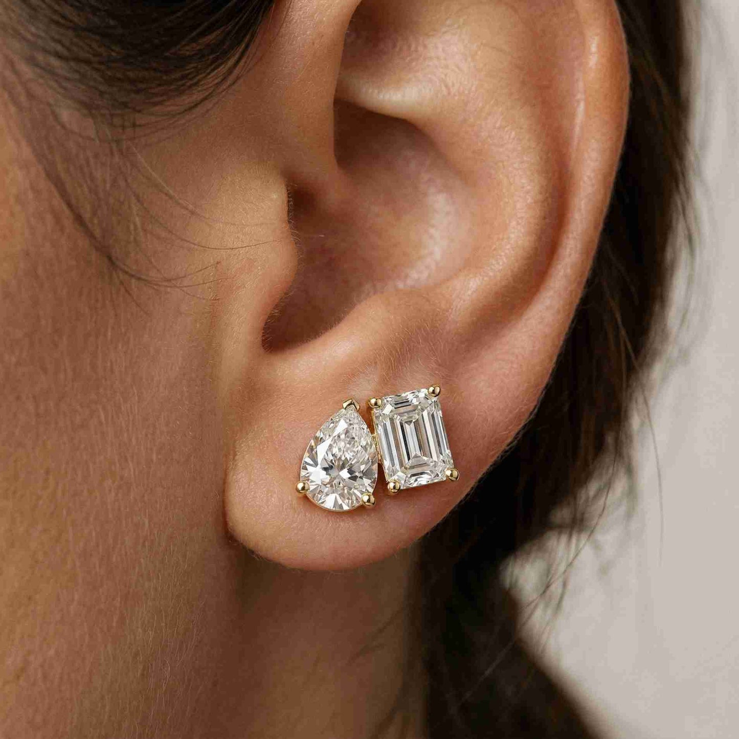 3.60Ct Moissanite Dual Shape Stud Earrings