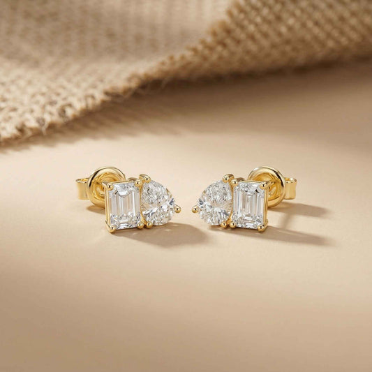 3.60Ct Moissanite Dual Shape Stud Earrings