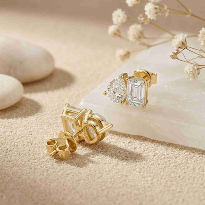 3.60Ct Moissanite Dual Shape Stud Earrings