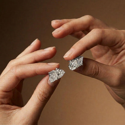 3.60Ct Moissanite Dual Shape Stud Earrings