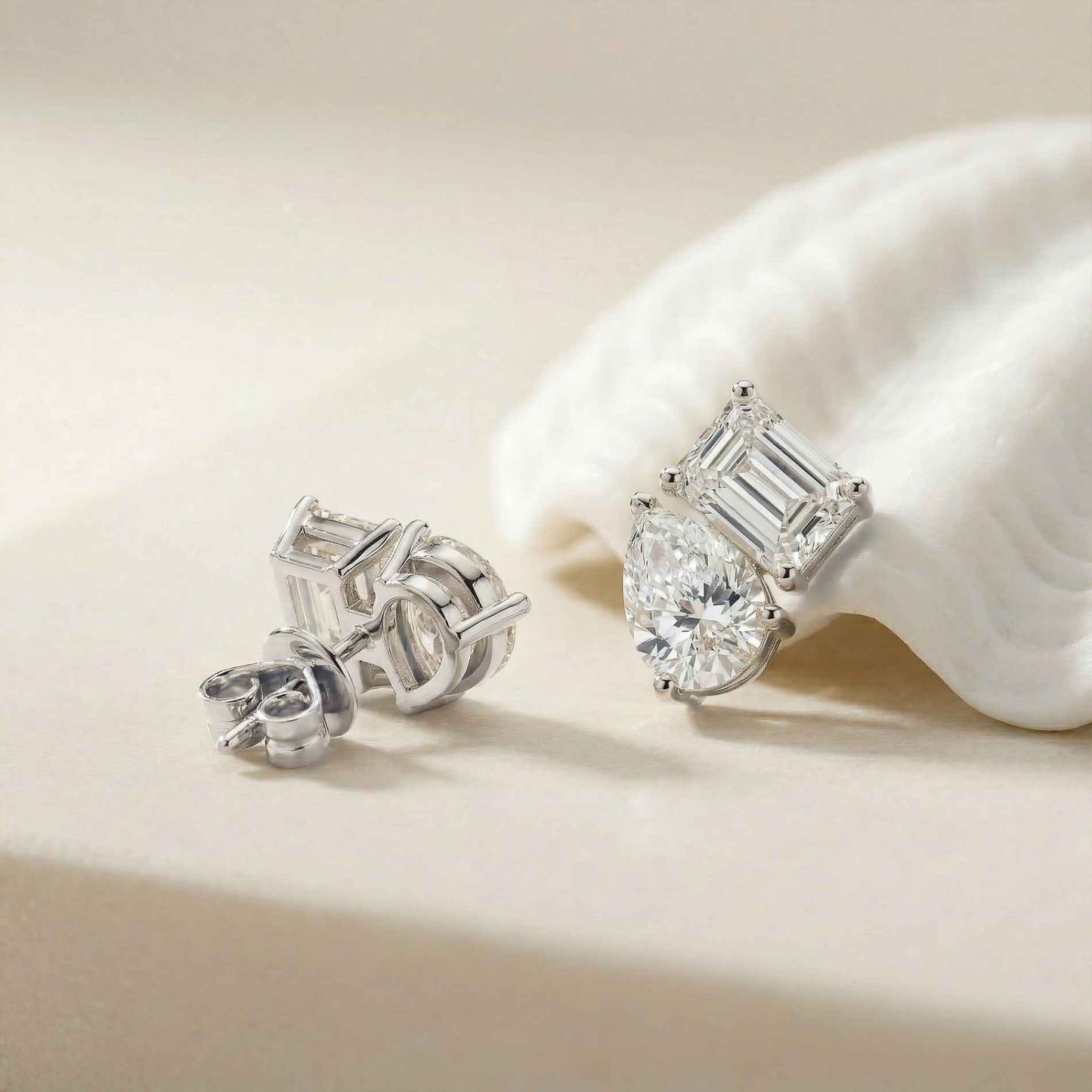 3.60Ct Moissanite Dual Shape Stud Earrings
