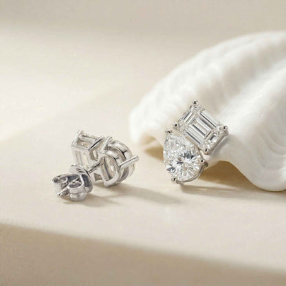 3.60Ct Moissanite Dual Shape Stud Earrings