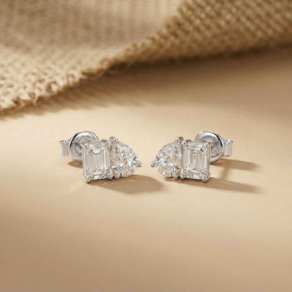 3.60Ct Moissanite Dual Shape Stud Earrings