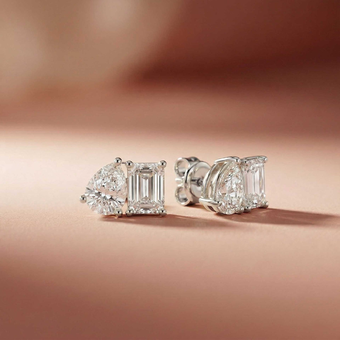 3.60Ct Moissanite Dual Shape Stud Earrings