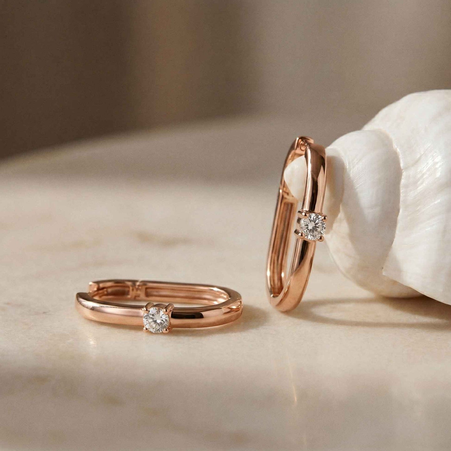 0.19Ct Moissanite Minimal Bar Hoop Earrings