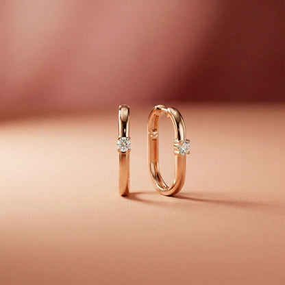0.19Ct Moissanite Minimal Bar Hoop Earrings