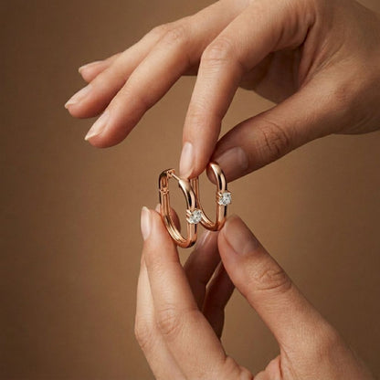 0.19Ct Moissanite Minimal Bar Hoop Earrings