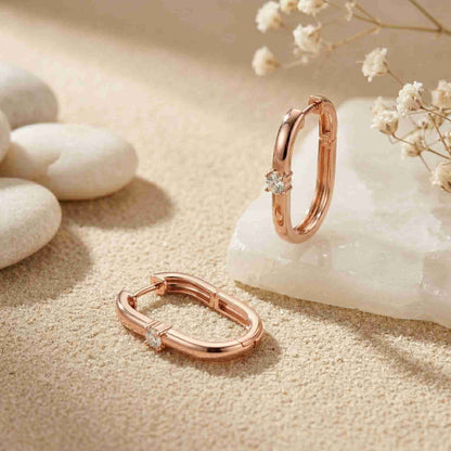 0.19Ct Moissanite Minimal Bar Hoop Earrings