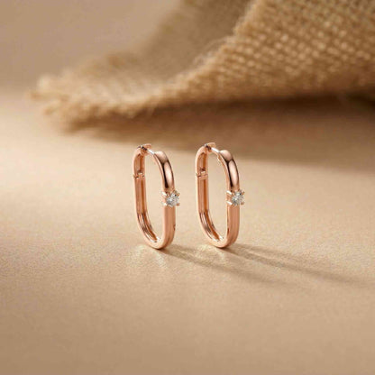 0.19Ct Moissanite Minimal Bar Hoop Earrings