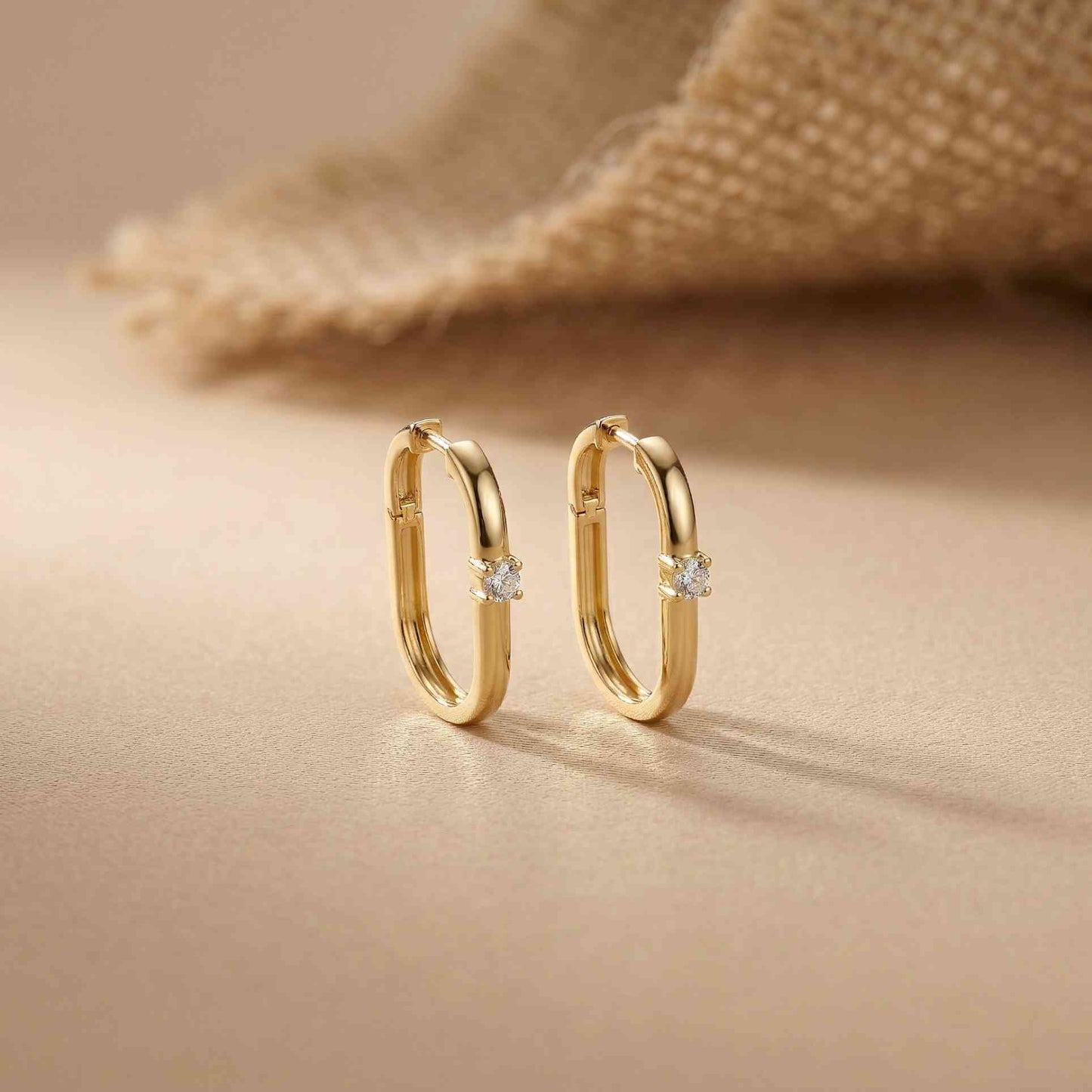 0.19Ct Moissanite Minimal Bar Hoop Earrings