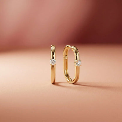 0.19Ct Moissanite Minimal Bar Hoop Earrings