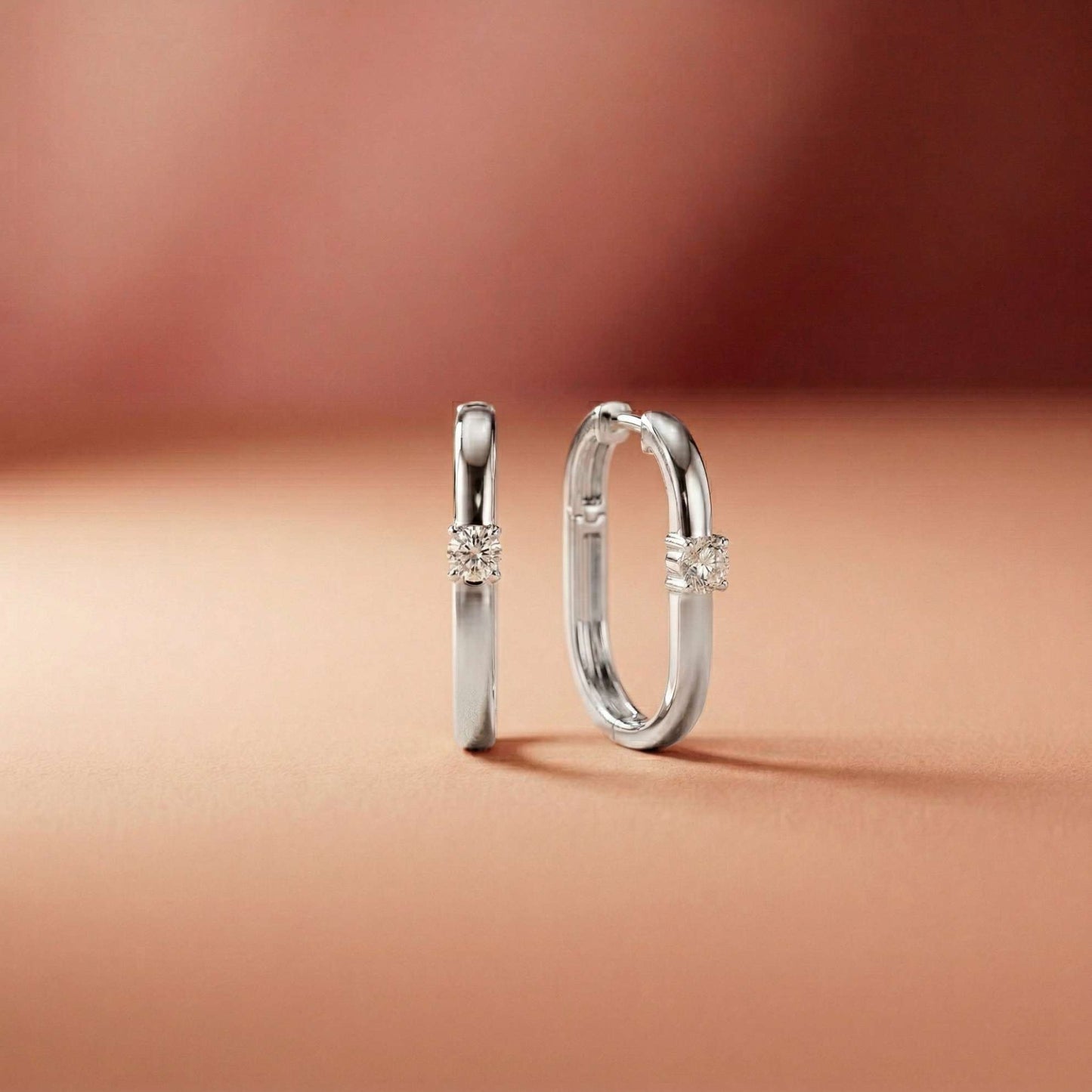 0.19Ct Moissanite Minimal Bar Hoop Earrings