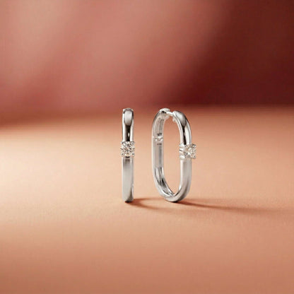 0.19Ct Moissanite Minimal Bar Hoop Earrings