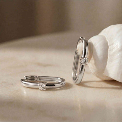 0.19Ct Moissanite Minimal Bar Hoop Earrings