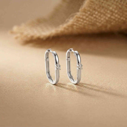 0.19Ct Moissanite Minimal Bar Hoop Earrings