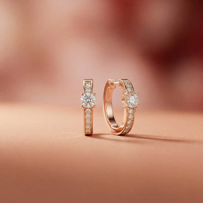 0.79Ct Moissanite Round Huggie Hoop Earrings