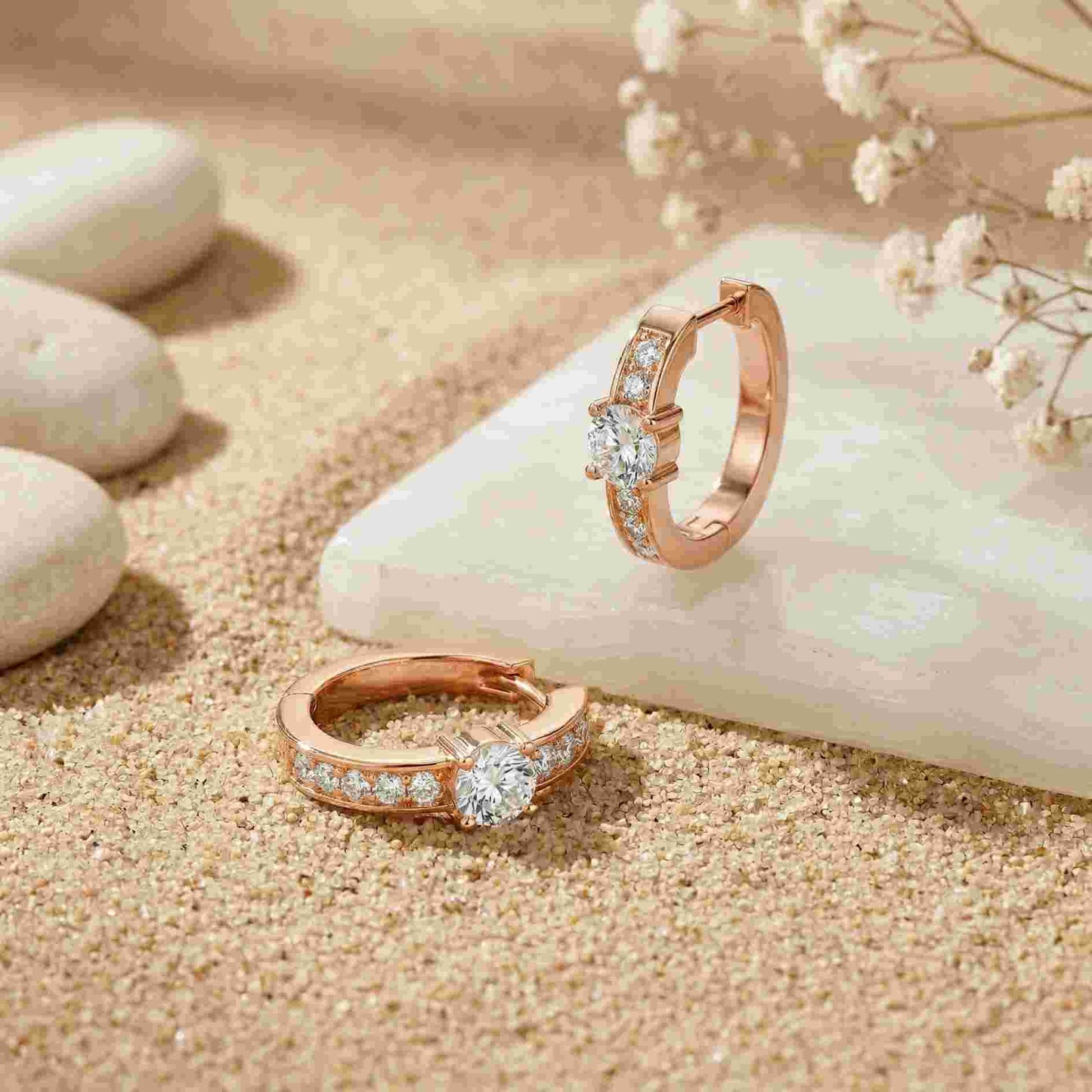 0.79Ct Moissanite Round Huggie Hoop Earrings