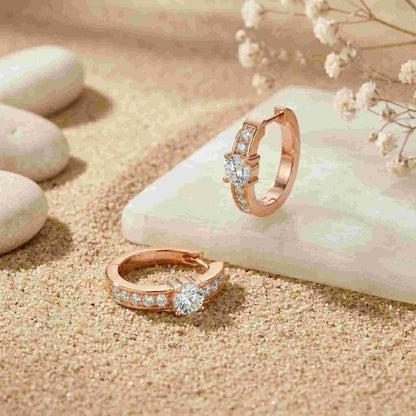 0.79Ct Moissanite Round Huggie Hoop Earrings