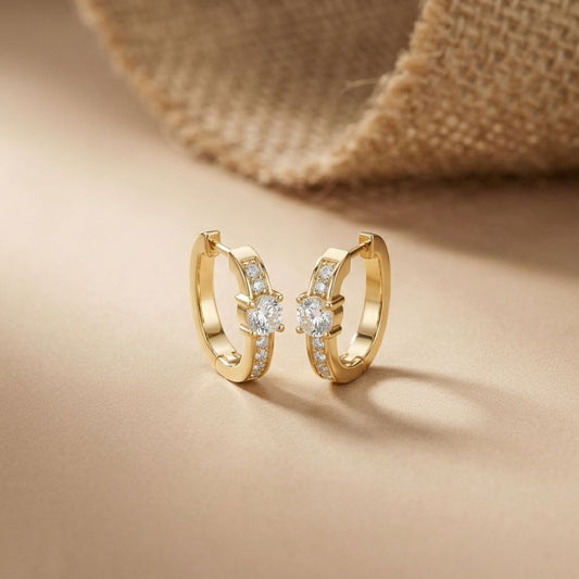 0.79Ct Moissanite Round Huggie Hoop Earrings